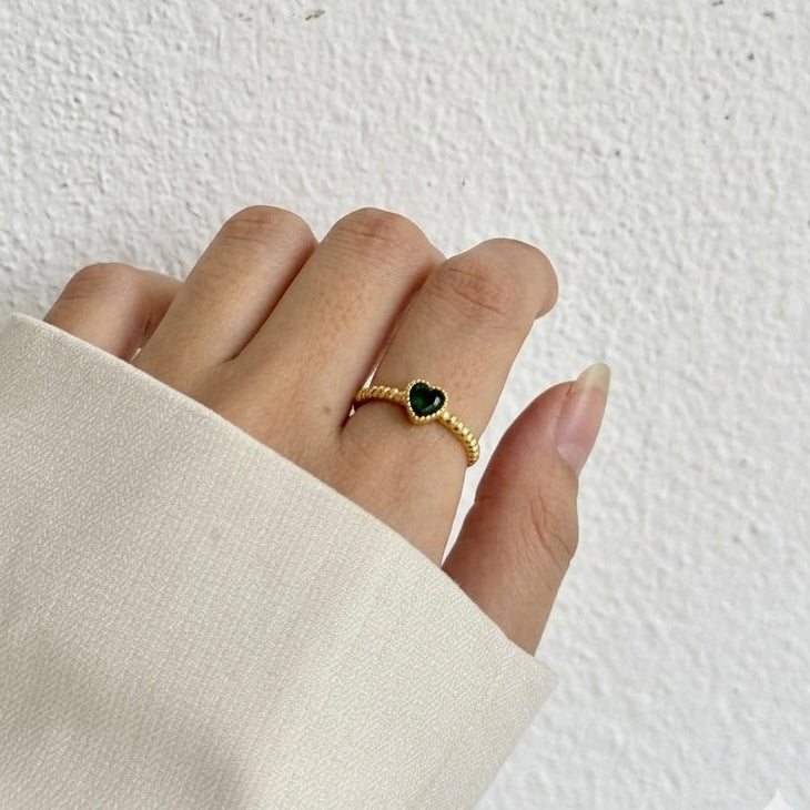 Green Heart Ring (adjustable)