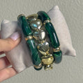 Viral Acrylic Bracelets- Green & Gold (Set of 3)