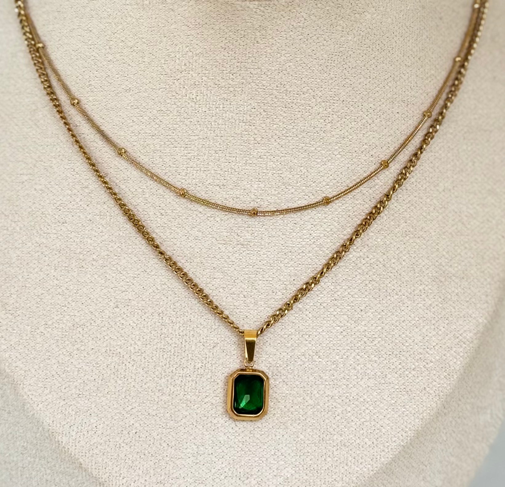 Rebecca Two-layered Necklace (green)