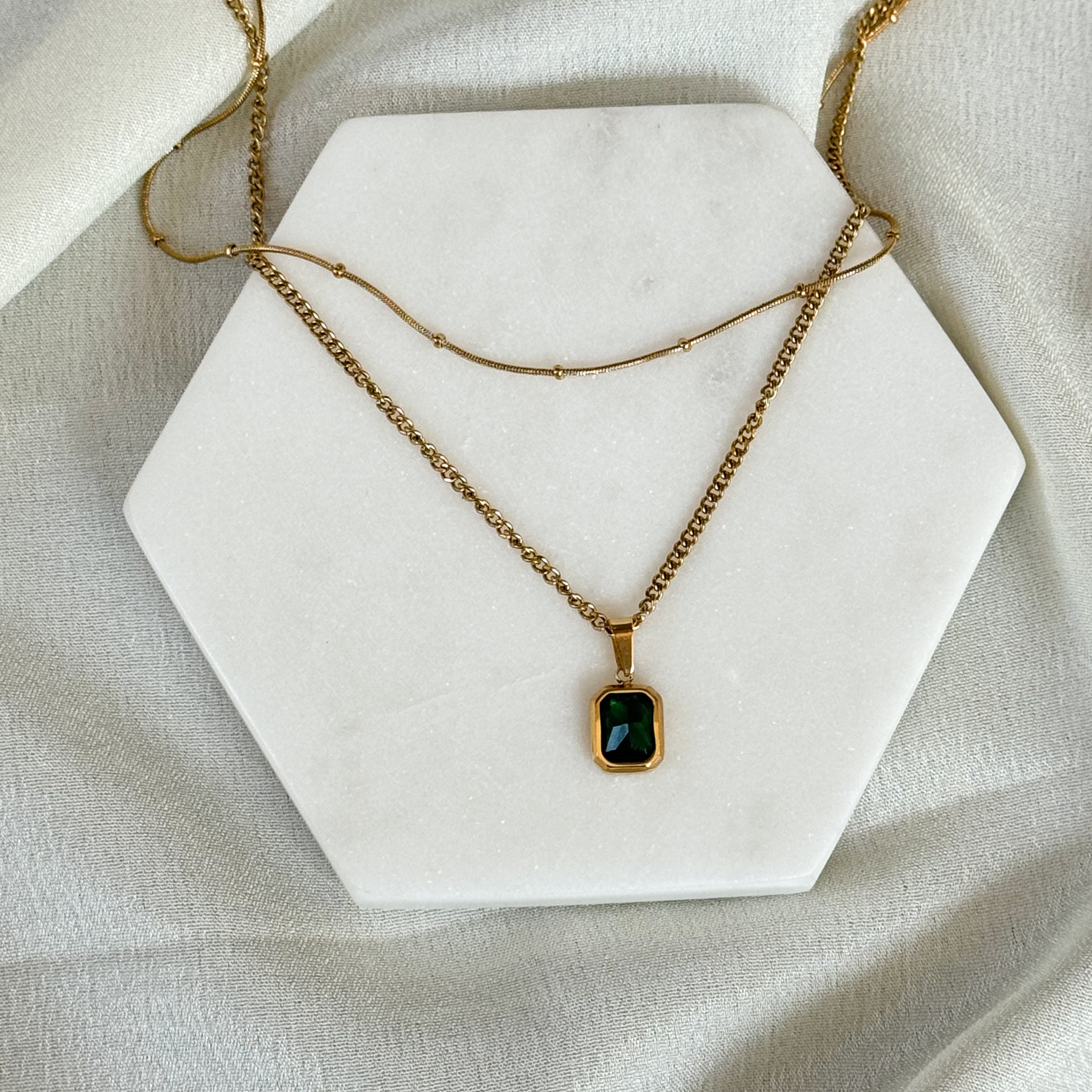 Rebecca Two-layered Necklace (green)