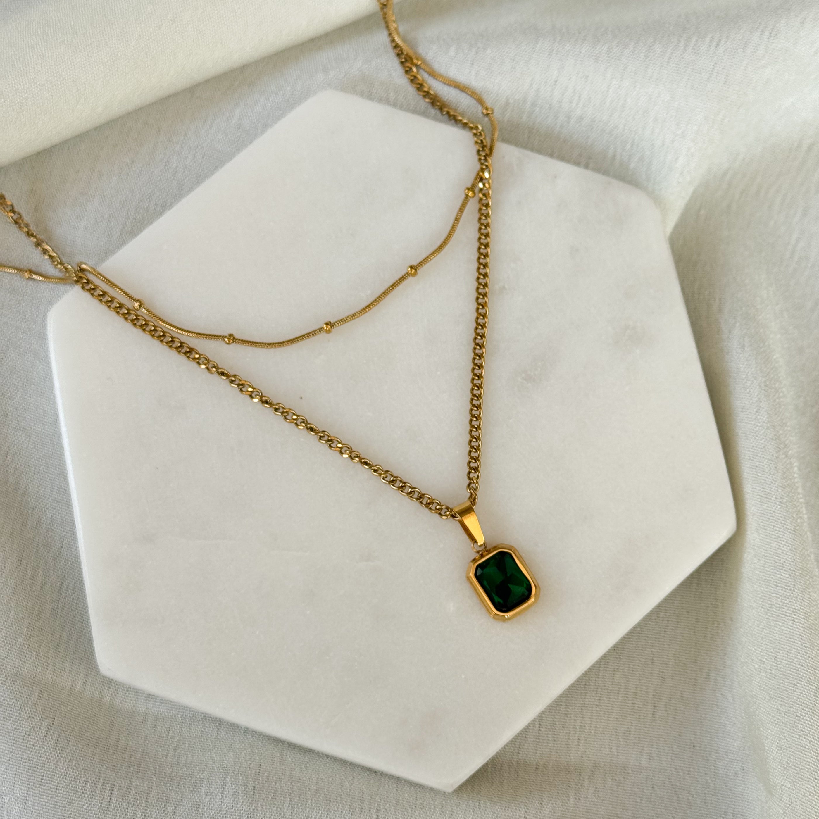 Rebecca Two-layered Necklace (green)