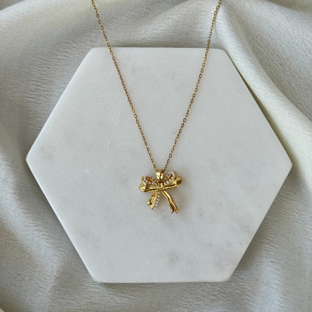 Pearl Bow Necklace