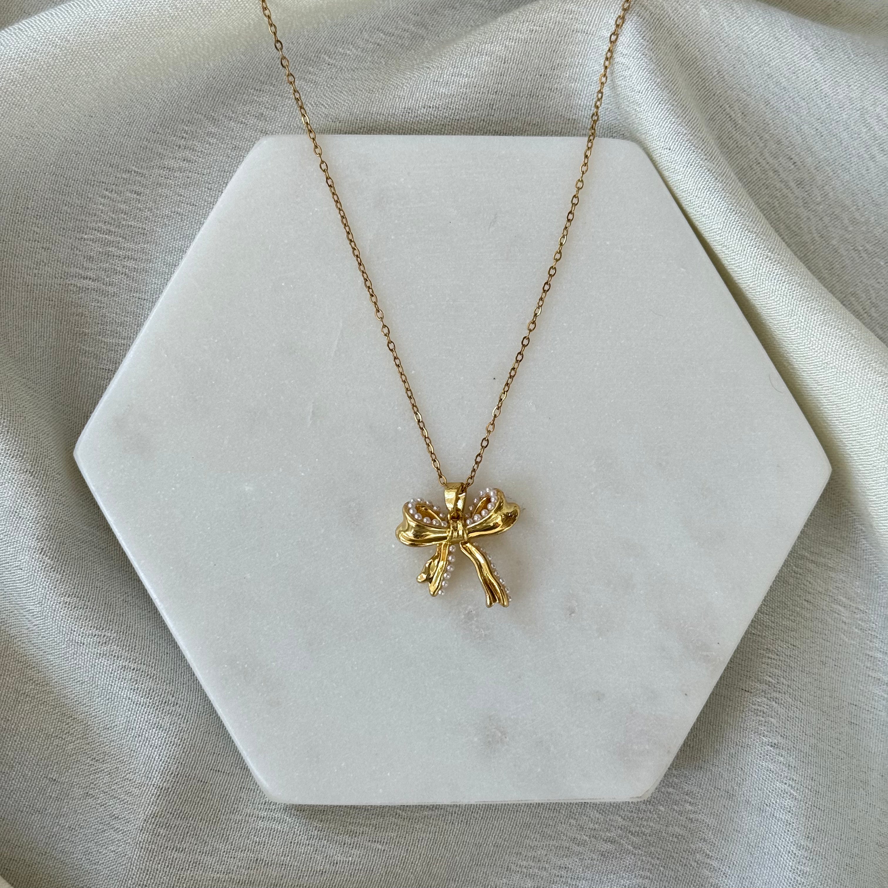 Pearl Bow Necklace