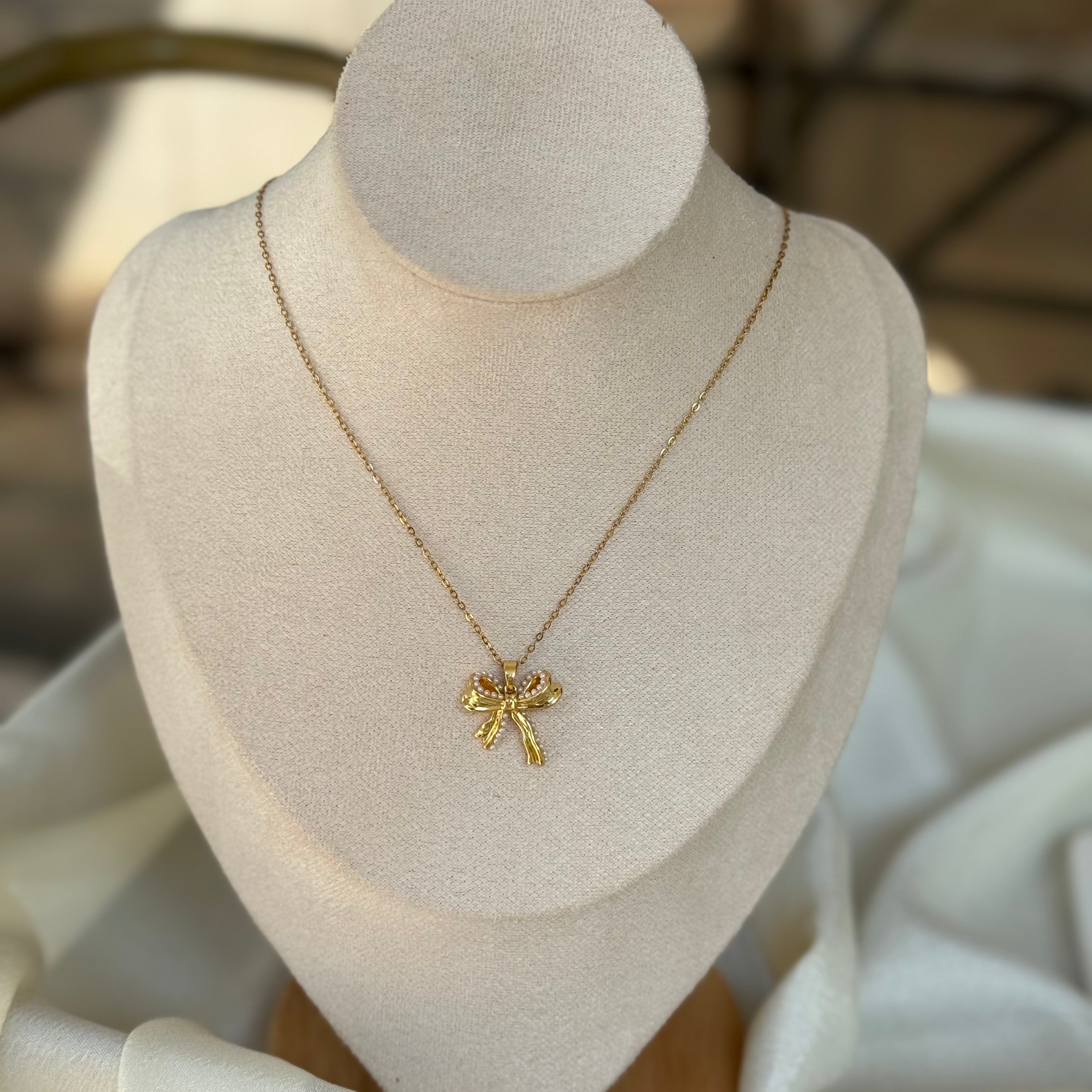 Pearl Bow Necklace