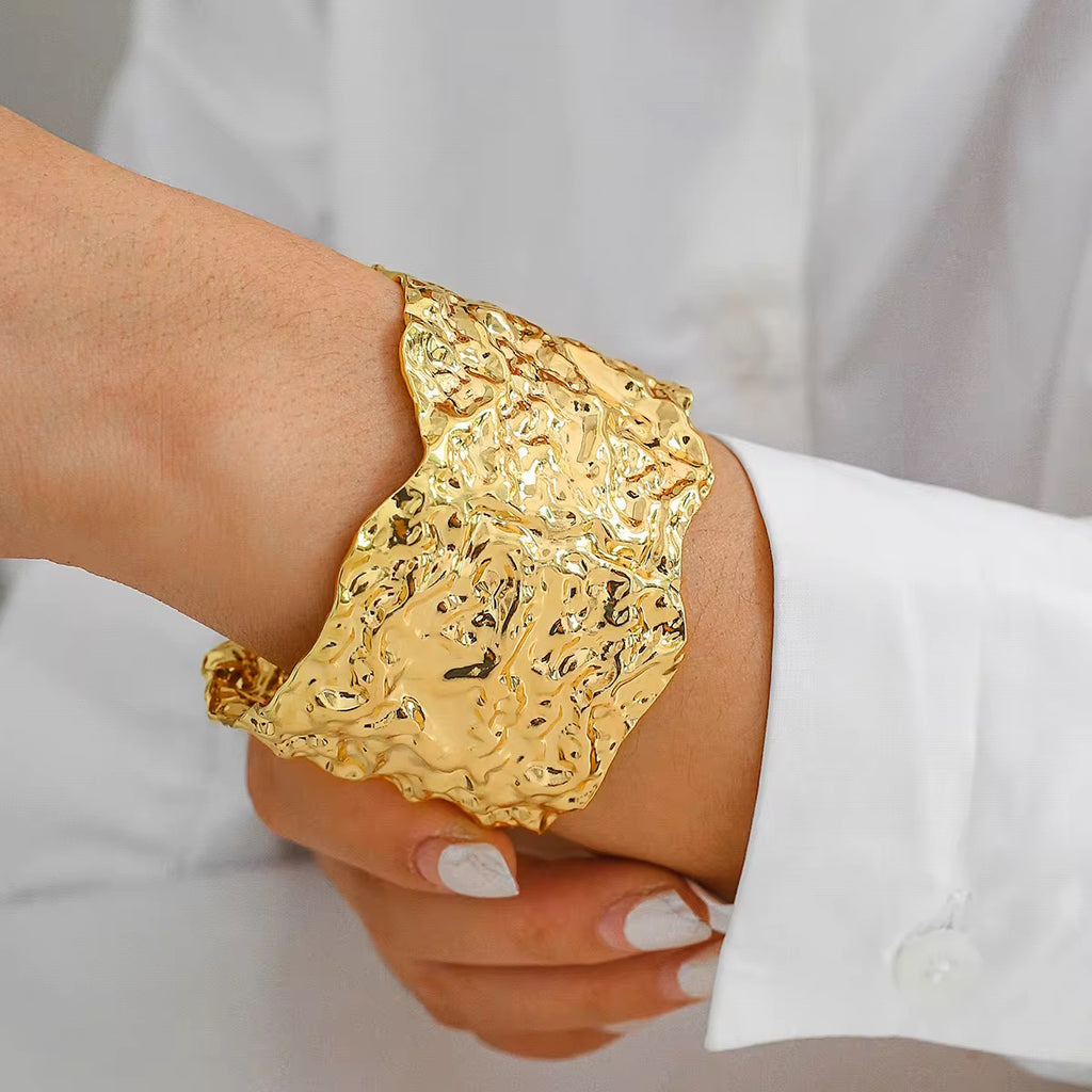 Hammered Broad Cuff Bracelet